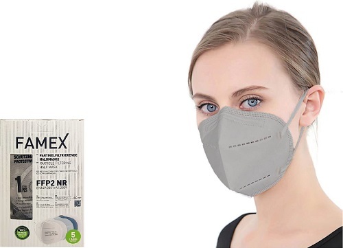 Famex Mask FFP2 NR Μάσκα Προστασίας Προσώπου Γκρί, Συσκευασία με 10τμχ