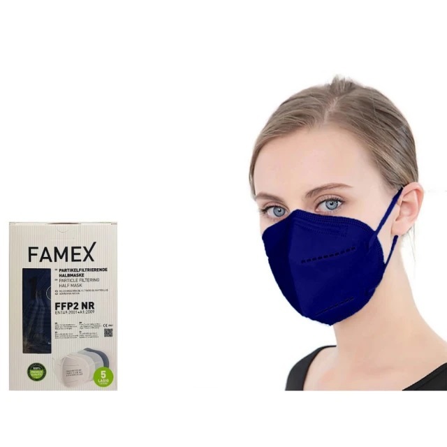 Famex Mask FFP2 NR Μάσκα Προστασίας Προσώπου Μπλέ, Συσκευασία με 10τμχ