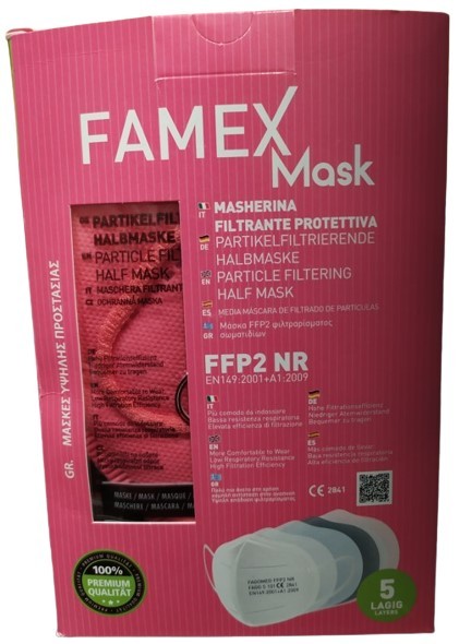 Famex FFP2 NR Particle Filtering Half Masks Fuchia 10pcs